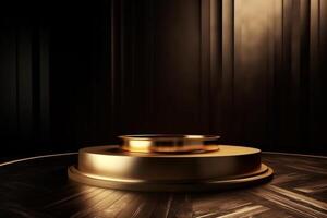 Luxury gold podium backgrounds stage for product presentation display photo