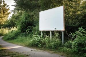 a Blank white sign board mockup isolated outside photo