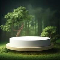 Naturel product display background stage with blank podium pedestal photo