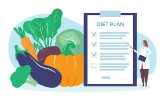 dieta sano nutrición con Fresco vegetales y productos alimenticios vector