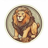 Lion head in retro style, Lion head in vintage style, Lion head emblem, lion head for tattoo or t-shirt, Lion head mascot photo