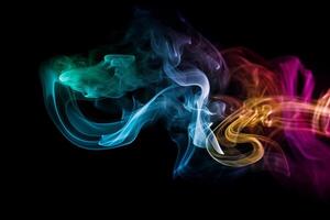 Colorful smoke isolated on black background. Abstract background of colorful smoke. photo