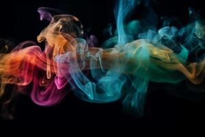 Colorful smoke isolated on black background. Abstract background of colorful smoke. photo