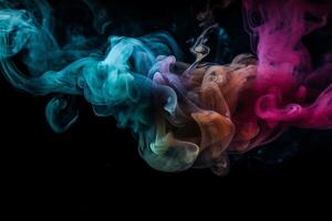 Colorful smoke isolated on black background. Abstract background of colorful smoke. photo