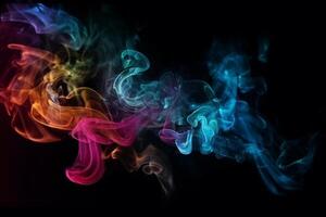 Colorful smoke isolated on black background. Abstract background of colorful smoke. photo