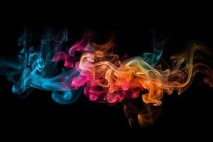 Colorful smoke isolated on black background. Abstract background of colorful smoke. photo