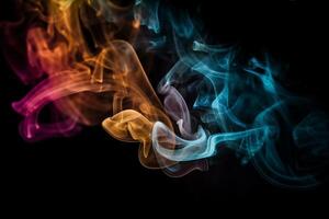 Colorful smoke isolated on black background. Abstract background of colorful smoke. photo