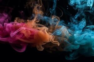 Colorful smoke isolated on black background. Abstract background of colorful smoke. photo