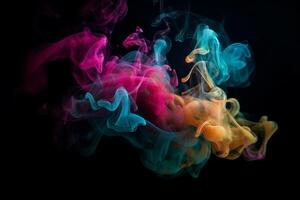 Colorful smoke isolated on black background. Abstract background of colorful smoke. photo