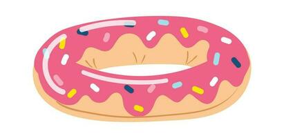 Cartoon colored donut with sweet topping isolated on white background vector