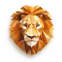 Low poly portrait of a lion. Polygonal low poly illustration. photo