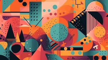 Abstract background with geometric elements and memphis style. photo