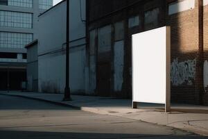 a Blank white sign board mockup isolated outside photo