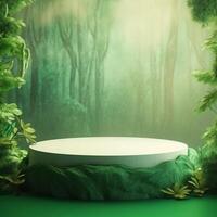 Naturel product display background stage with blank podium pedestal photo