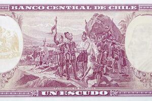 Founding of Santiago from old Chilean money photo