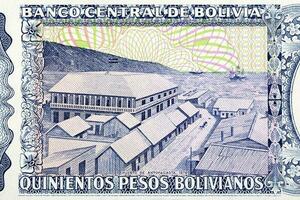 Antofagasta port from old Bolivian money photo