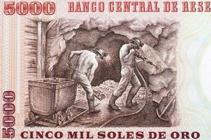 mineros desde antiguo peruano dinero foto