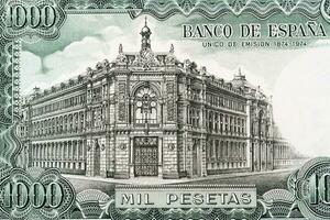 Bank of Spain in Madrid from Spanish money photo