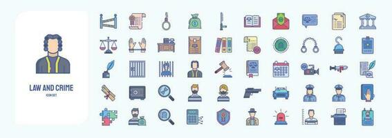 Law and Crime, including icons like Police, Custody, Court, Handcuffs and more vector
