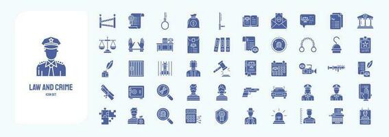 Law and Crime, including icons like Police, Custody, Court, Handcuffs and more vector