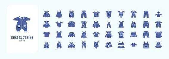 Kids Clothing and dress, including icons like Short, pants, short, and more vector