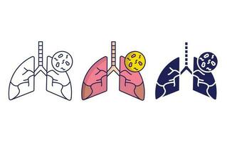 icono de vector de infección de pulmones