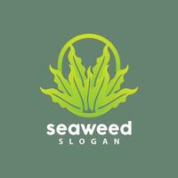 Seaweed Logo, Underwater Plant Vector, Simple Leaf Design, Illustration Template Symbol Icon vector