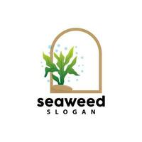 Seaweed Logo, Underwater Plant Vector, Simple Leaf Design, Illustration Template Symbol Icon vector