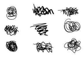 Hand drawn doodle line shape set or scribble collection. Black figures isolated on white background vector