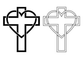 Christian cross abstract concept, Jesus Christ vector illustration. Catholicism sign. line art simple.
