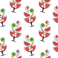 Seamless pattern, fruit cocktails on a white background. Drinks background, textile, packaging, vector