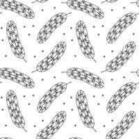 Seamless pattern, hand drawn outline leaves in doodle style with ornament, zentangle. Textile, design for pastel linen, background, vector
