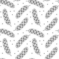 Seamless pattern, hand drawn outline leaves in doodle style with ornament, zentangle. Textile, design for pastel linen, background, vector