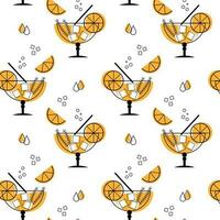 Seamless pattern, fruit cocktails on a white background. Drinks background, textile, packaging, vector