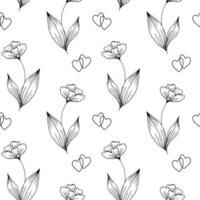 Seamless pattern, hand drawn outline flowers, pastel colors. Textile, design for pastel linen, background, vector