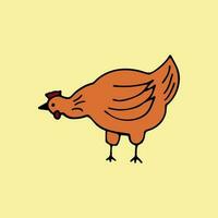 The chicken is walking. Colorful vector illustration