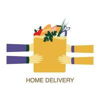 Home delivery a package with products bought in a store vector