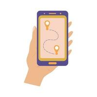 Track the route on your phone. Navigator shows the way vector