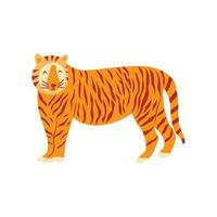 Tiger is standing. Vector hand drawn isolated card