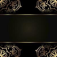 Vector square premium banner with gold mandala. Luxury dark background with empty space