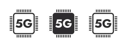 5G microchip icons. 5G network wireless icons. Superfast 5G cellular. Vector scalable graphics