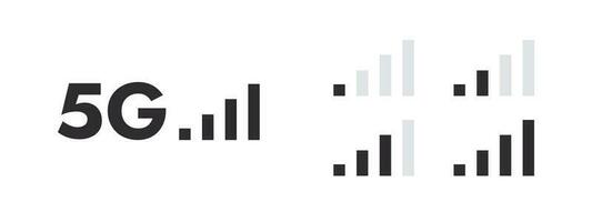 5G network icons. Icons indicators of the quality of cellular communication. Superfast 5G cellular. Vector scalable graphics