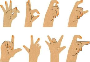 Vector set of human hands with different gestures. Flat style illustration.