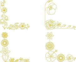 abstract background. Vector set of hand drawn floral elements in mono line style on white background.