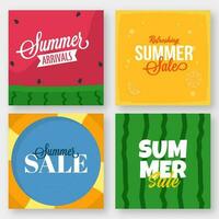 Summer Sale Poster Or Template Design In Four Color Options. vector