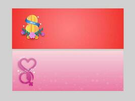 Social Media Header Or Banner Design With Creative 8th March Text In Red And Pink Color. vector