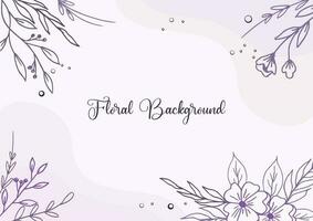 hermosa púrpura floral antecedentes con mano dibujado hojas y flor frontera en pastel plano color para Boda invitación o compromiso o saludo tarjeta vector