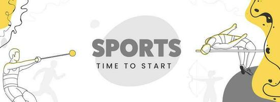 Sports Time To Start Concept With Line Art Athletics In Action Pose On Abstract Background. vector