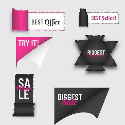 Torn And Curl Paper Style Poster Design With Best Offer, Seller, Sale, Biggest Discount Text On Background.