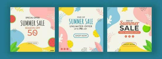 Summer Sale Poster Or Template Design Set With Best Discount Offers On Abstract Background. vector